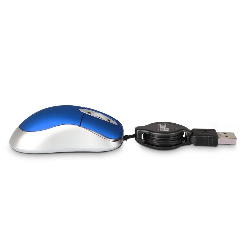 EEEKit 2 Pack Mini Retractable Cable USB Optical Mouse, Blue, Unisex - Image 2